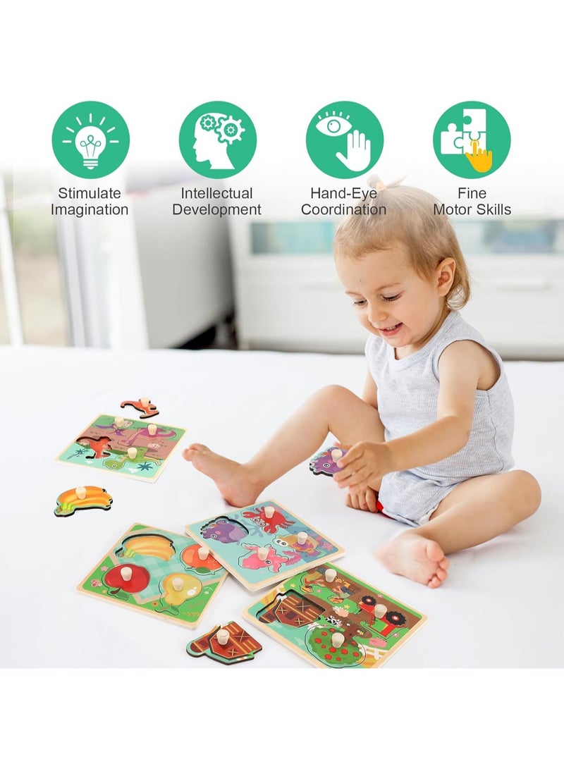 30cm Animal Hand Grab Jigsaw Puzzle Board C 1-3 Years Old Children Wooden Peg Jigsaw Puzzle Toy With Handle, Children'S Fine Motor Skills Learning Educational Montessori Jigsaw Puzzle, Ideal Gift For 1 - 2 - 3 Years Old Boys And Girls - Image 4